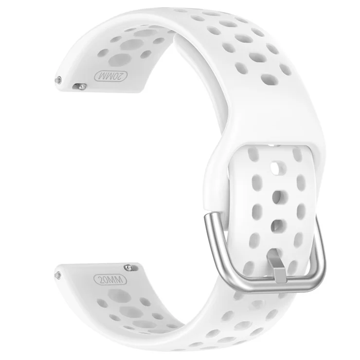 For Huami Amazfit Active 2 (A2437) Replacement Band Holes Design 20mm Adjustable Silicone Watch Strap - White