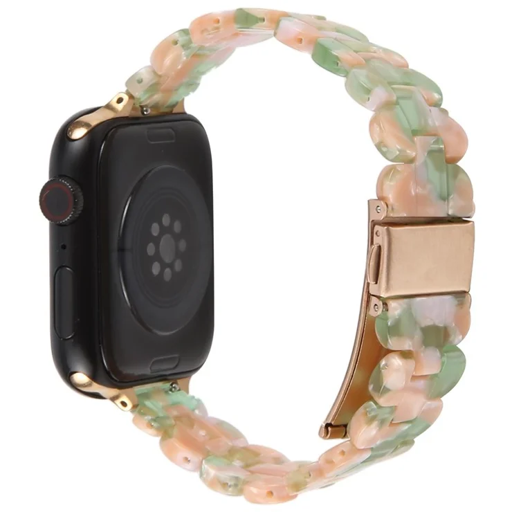 12mm Resin Watch Strap for Apple Watch Series 10 Ultra 9 8 7 SE 6 5 4 3 2 1 46mm 49mm 45mm 44mm 42mm Replacement Slim Wrist Band - Pink+Green