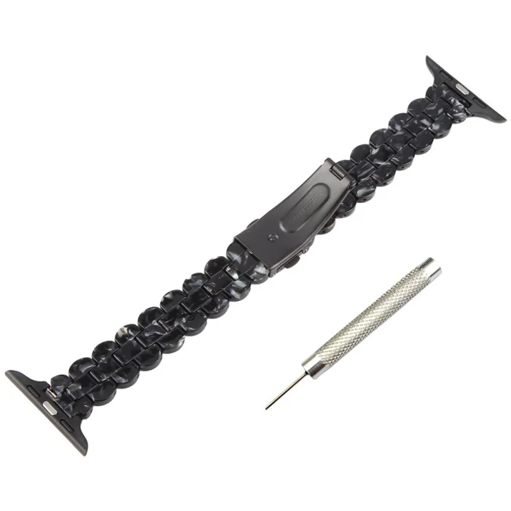 12mm Resin Watch Strap for Apple Watch Series 10 Ultra 9 8 7 SE 6 5 4 3 2 1 46mm 49mm 45mm 44mm 42mm Replacement Slim Wrist Band - Flash Black