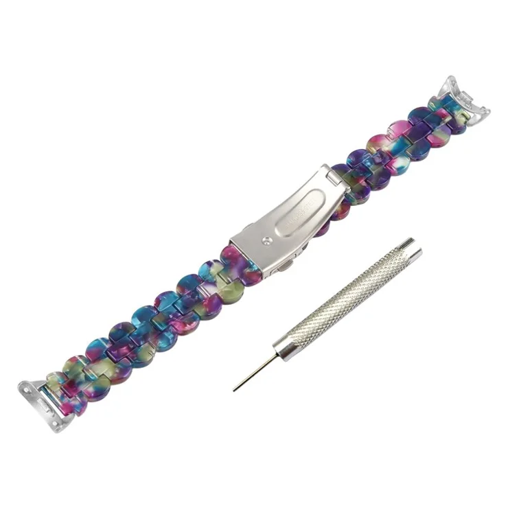 For Xiaomi Smart Band 9 / Band 8 Replacement Slim Resin Watch Strap with Adjustment Tool - Purple+Green