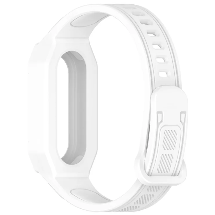 Silicone Strap with Integrated Watch Case For Xiaomi Mi Band 9 Ceramic Edition / Smart Band 9 NFC / 9 / 8 NFC / 8 / Mi Band 7 NFC / 7 - White
