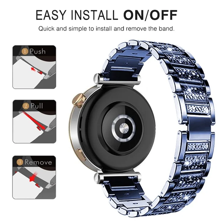 For Nokia Steel / Withings Steel HR 36mm Smartwatch Strap Rhinestone Decor Zinc Alloy Wrist Band - Blue