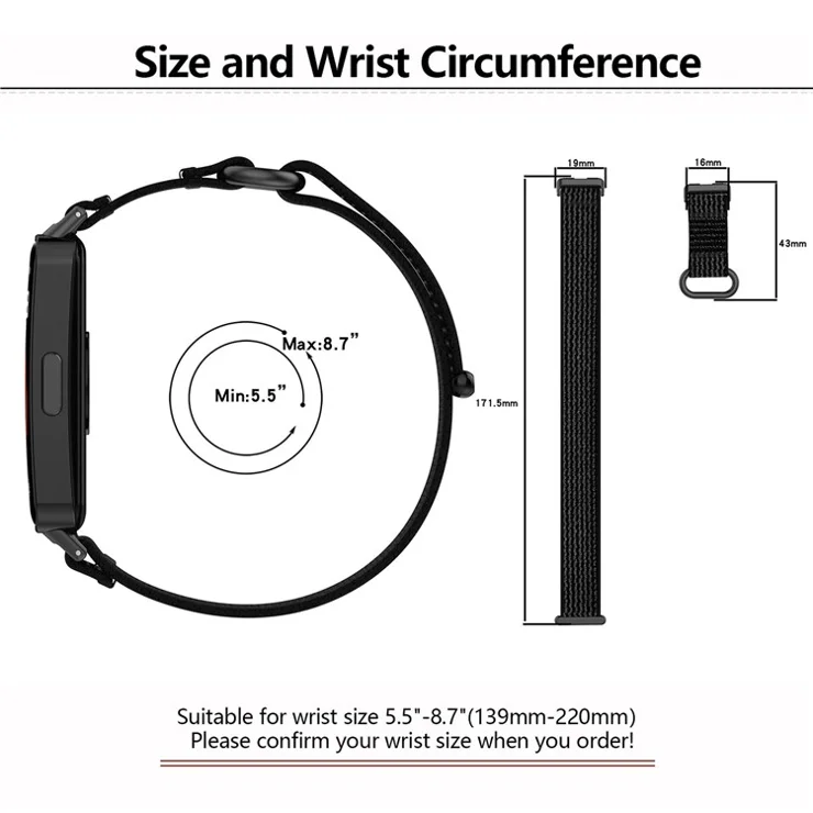 KALEBOL Watch Strap For Huawei Band 10 / 9 / 8 Adjustable Nylon Breathable Wrist Band - Green / Grey