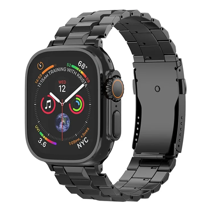Wrist Band for Apple Watch Series 10 Ultra 9 8 7 SE 6 5 4 3 2 1 46mm 49mm 45mm 44mm 42mm Titanium Alloy Replacement Watch Strap - Black