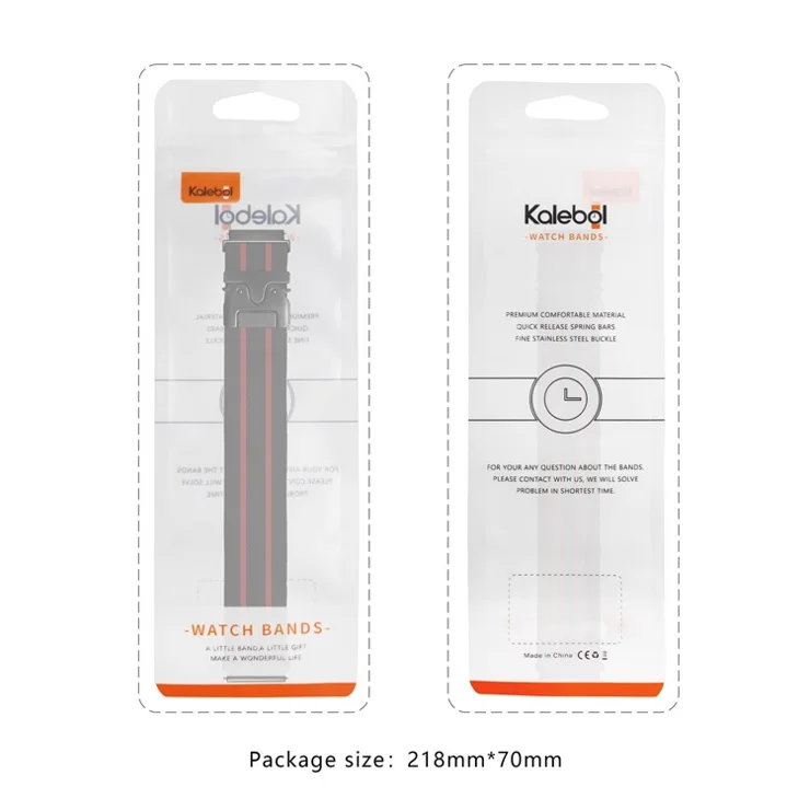 KALEBOL For Huawei Samsung Smartwatch Band 22mm Stripe Design Parachute Buckle Nylon Strap - Black / Starlight Stripe