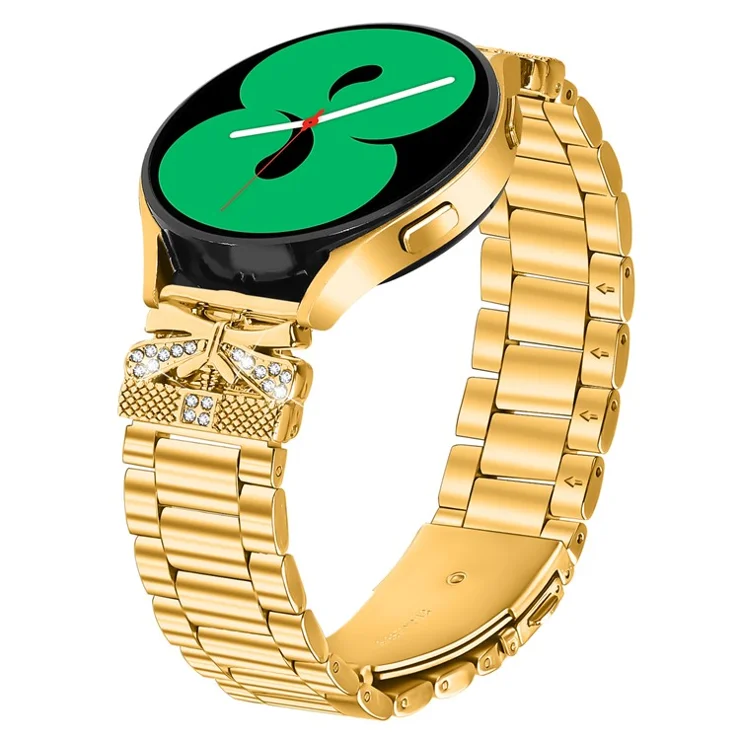 Replacement Strap for Samsung Galaxy Watch Active2 44mm / 40mm Butterfly Rhinestones Decor Metal Watch Band - Gold