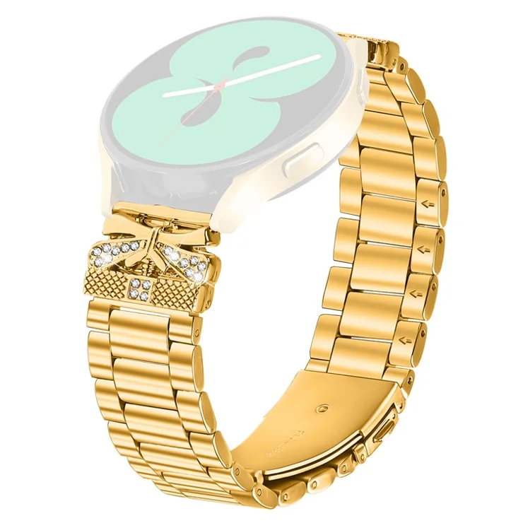 Replacement Strap for Samsung Galaxy Watch 42mm Butterfly Rhinestones Decor Metal Watch Band - Gold
