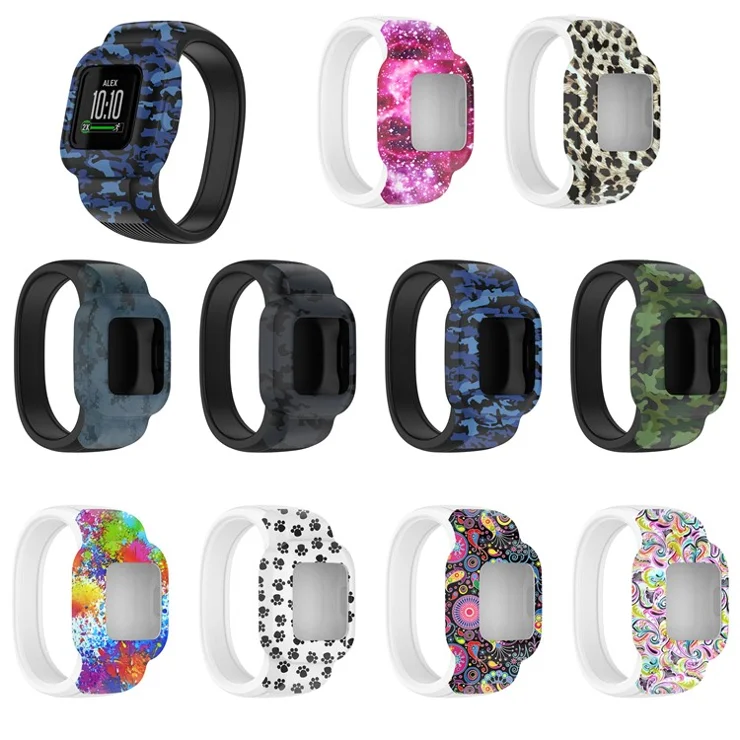 Silicone Pattern Printing Replacement Watch Band Strap for Garmin Vivofit jr 3, Size: L - Colorful Pattern
