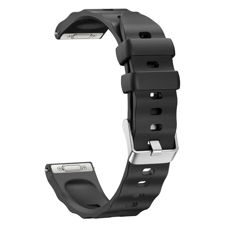 Cinturino in silicone a sgancio rapido da 18 per Huawei Watch GT 6 41 Cinturino per orologio di colore solido con otivo a onde e fibbia in argento - Nero