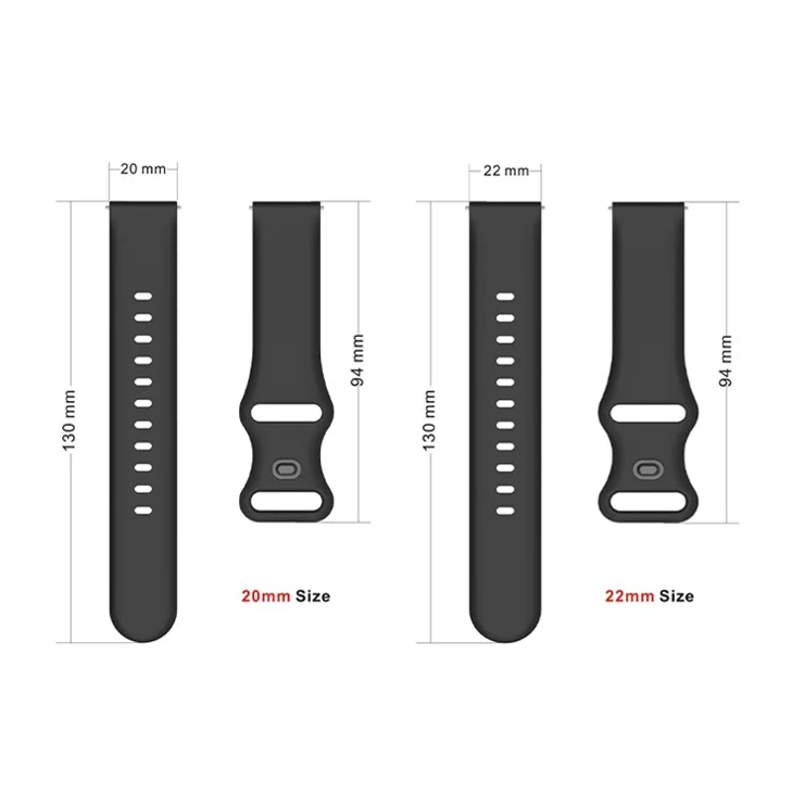 Replacement Silicone Wrist Strap Adjustable Smart Watch Band 22mm for Samsung Huawei Amazfit - White