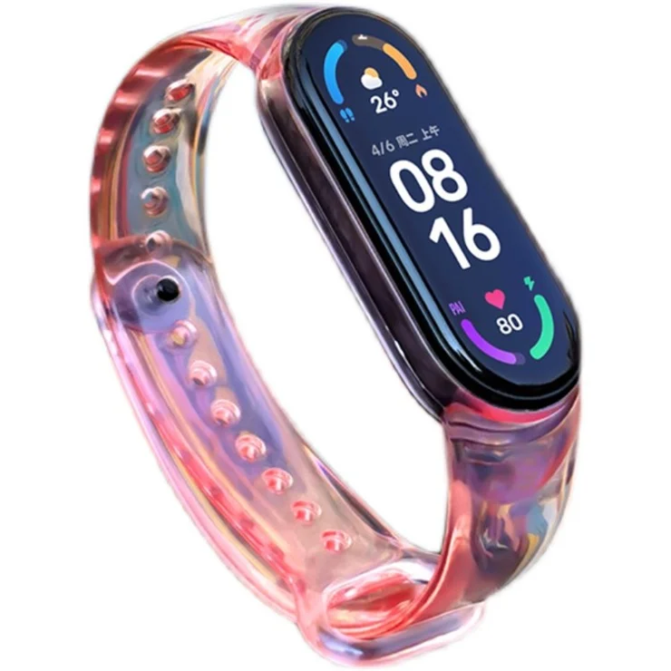 Color Changing Soft TPU Smart Watch Band Strap Replacement for Xiaomi Mi Band 3/4 - Red