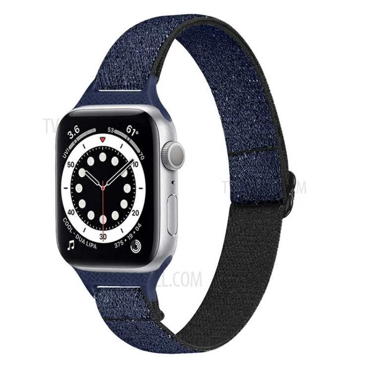 Elastic Braided Nylon Smart Watch Band Replacement Wrist Strap for Apple Watch Ultra 49mm / Series 8 45mm / 7 45mm / 1 / 2 / 3 42mm 4 / 5 / 6 / SE / SE (2022) 44mm - Glitter Blue
