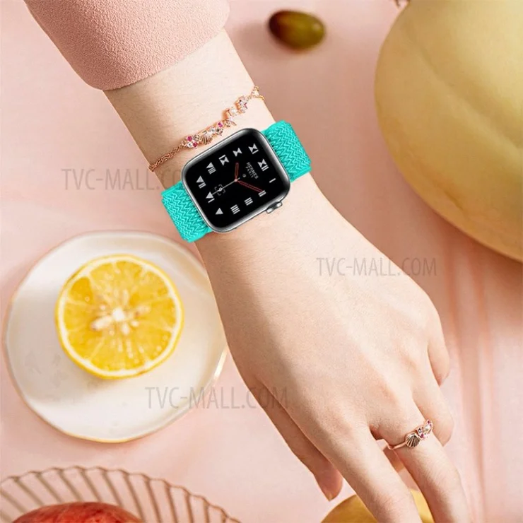 Braided Nylon Adjustable Watch Band Replacement Bracelet Strap for Apple Watch Ultra 49mm / Series 8 45mm / 7 45mm / 1 / 2 / 3 42mm 4 / 5 / 6 / SE / SE (2022) 44mm - Mint Green