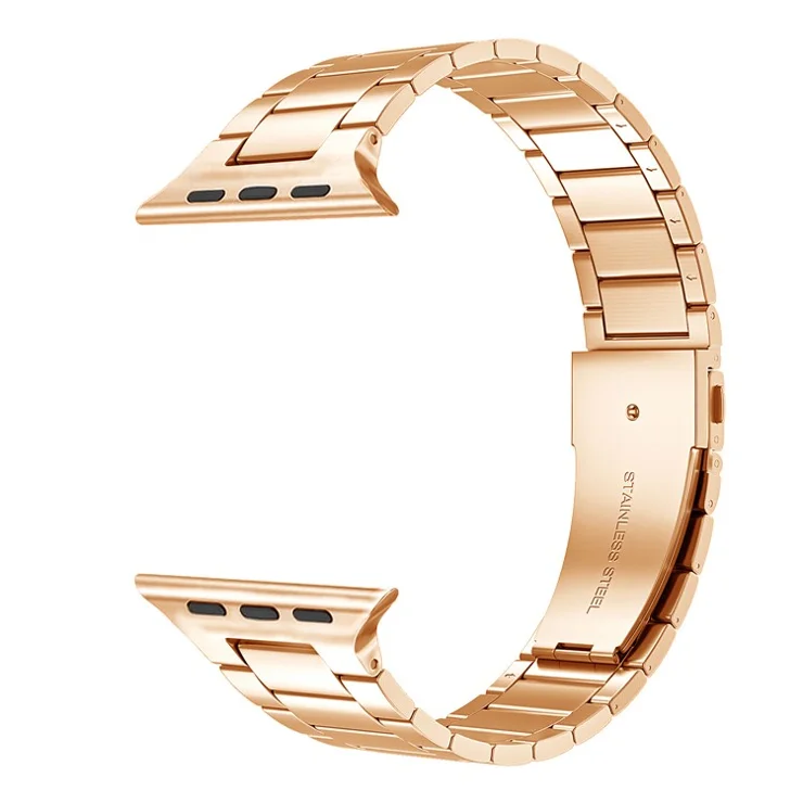 Ultrathin Stainless Steel Watch Band Strap for Apple Watch Series 10 46mm / Ultra 2 Ultra 49mm / 9 8 7 45mm / SE (2023) SE (2022) SE 6 5 4 44mm / 3 2 1 42mm - Rose Gold