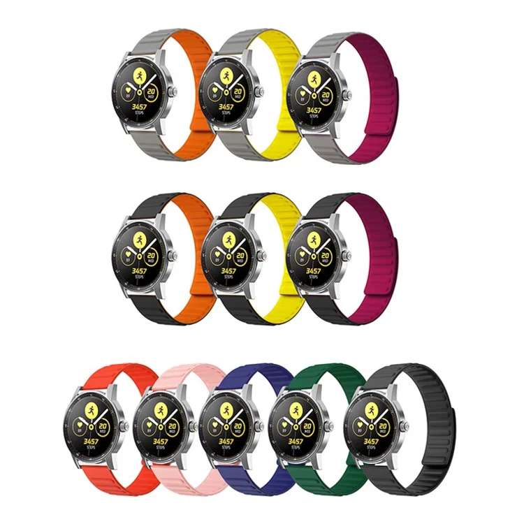 22mm Universal Flexible Silicone Magnetic Absorption Watchband Strap Replacement for Samsung Galaxy Watch3 41mm/Watch 46mm - Grey