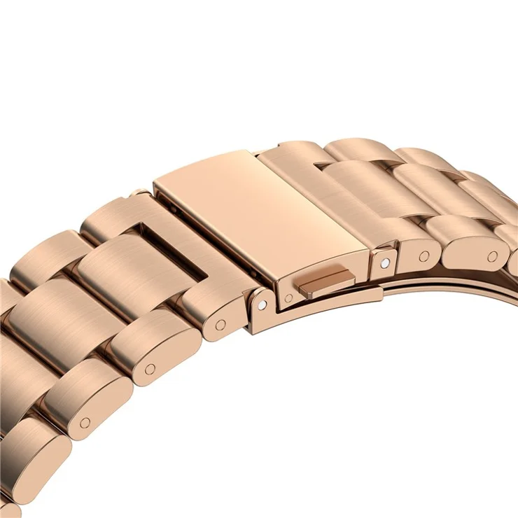 3-Beads Stainless Steel Smart Watch Band Replacement Strap for Samsung Galaxy Watch6 40mm 44mm / Watch6 Classic 43mm 47mm / Watch 5 40mm 44mm / 5 Pro 45mm / Watch4 40mm 44mm - Rose Gold