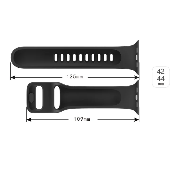 Silicone Smart Watch Band Adjustable Wrist Strap for Apple Watch Ultra 49mm / Ultra 2 49mm / Series 9 45mm / SE (2023) 44mm / Series 8 45mm / 7 45mm / Watch Series 6 / 5 / 4 / SE 44mm / SE (2022) 44mm / Watch Series 3 / 2 / 1 42mm - Black