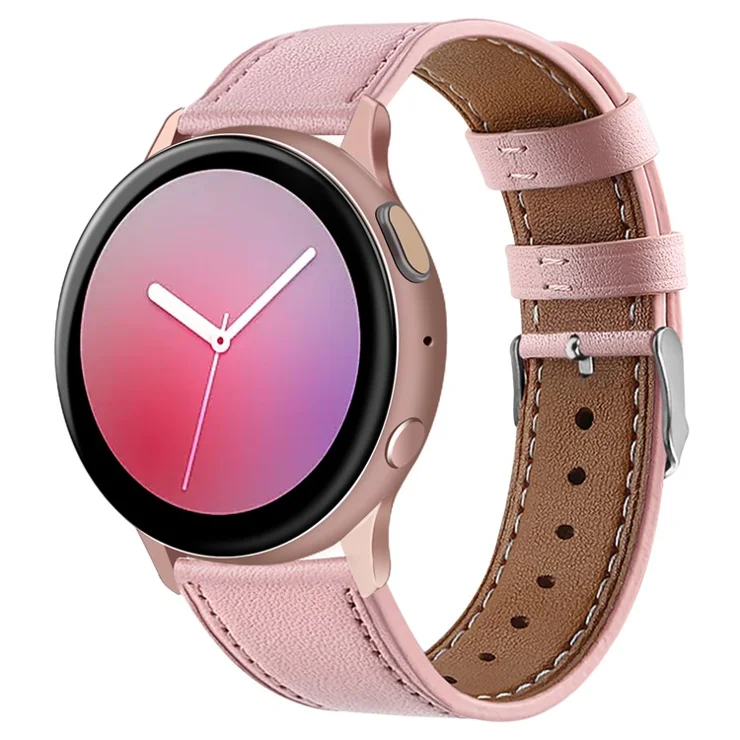 20mm Top Layer Cowhide Genuine Leather Strap Watchband for Samsung Galaxy Watch 42mm/Gear S2 Classic/Huawei Watch 2 - Pink
