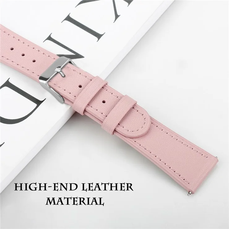 20mm Top Layer Cowhide Genuine Leather Strap Watchband for Samsung Galaxy Watch 42mm/Gear S2 Classic/Huawei Watch 2 - Pink