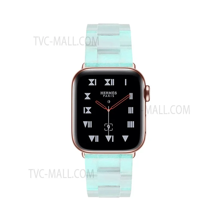 3 Beads Resin Watch Strap with Stainless Steel Folding Clasp for Apple Watch Ultra 49mm / Ultra 2 49mm / Series 9 45mm / SE (2023) 44mm / Series 8 45mm / 7 45mm / 6 / 5 / 4 / SE 44mm / SE (2022) 44mm / 3 / 2 / 1 42mm - Green