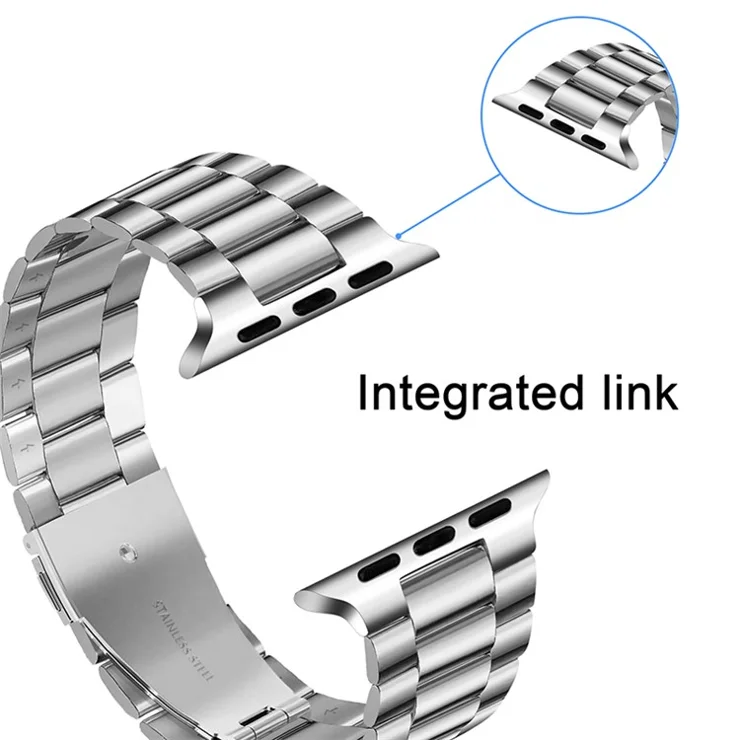 Ultra-Thin Stainless Steel 3 Beads Strap Metal Watchband for Apple Watch Series 10 42mm / 9 8 7 41mm / 6 5 4 SE SE (2022) SE (2023) 40mm / 3 2 1 38mm - Silver