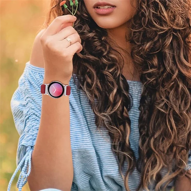 Elastic Knitted Watch Strap Watchband with Adjustable Buckle for Samsung Galaxy Watch4 Classic 42mm 46mm/Galaxy Watch Active/Galaxy Watch Active2 40mm 44mm - Red