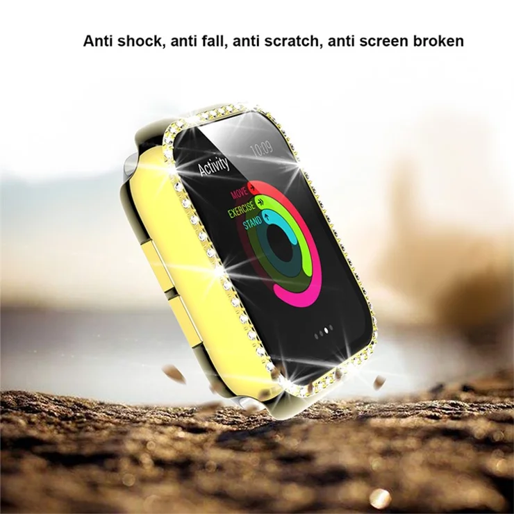 Scratch-resistant Rhinestone Watch Frame Protector for Apple Watch Series 4 / 5 / 6 44mm / SE 44mm / SE (2022) 44mm - Gold