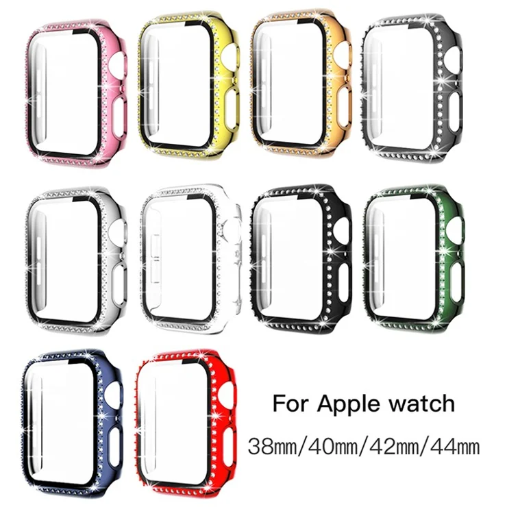 Scratch-resistant Rhinestone Watch Frame Protector for Apple Watch Series 4 / 5 / 6 44mm / SE 44mm / SE (2022) 44mm - Gold