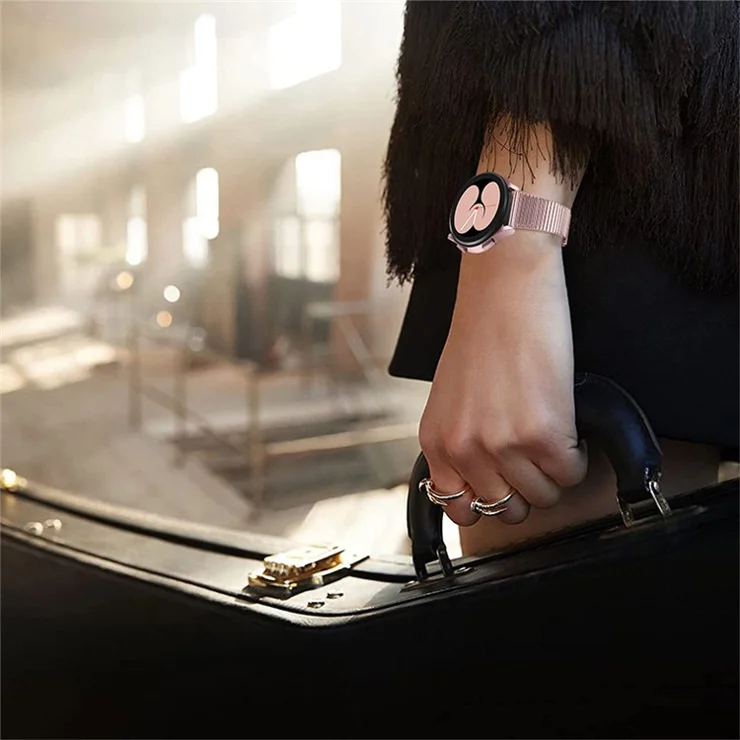 22mm Adjustable Double Buckle Side Textured Stainless Steel Watch Band for Samsung Gear S3 Classic/Gear S3 Frontier - Rose Pink