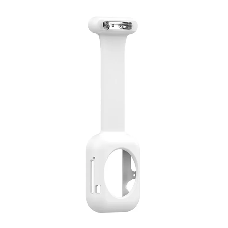 Anti-Collision Doctor Nurse Watch Silicone Strap and Watch Case Protective Shell for Apple Watch Series 7 41mm / Series 6 / 5 / 4 / SE 40mm / Watch Series 1 / 2 / 3 38mm - White