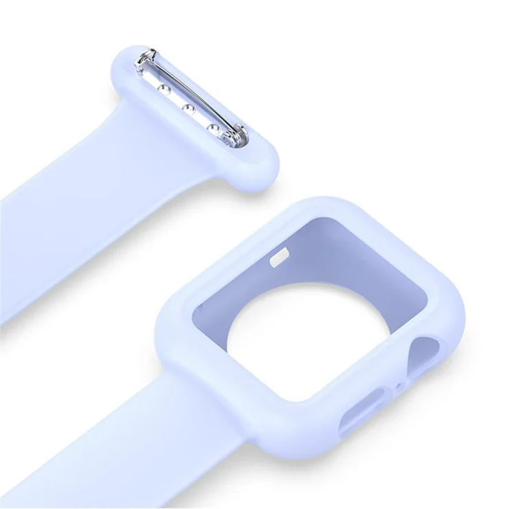 Anti-Collision Doctor Nurse Watch Silicone Strap and Watch Case Protective Shell for Apple Watch Series 7 41mm / Series 6 / 5 / 4 / SE 40mm / Watch Series 1 / 2 / 3 38mm - Baby Blue