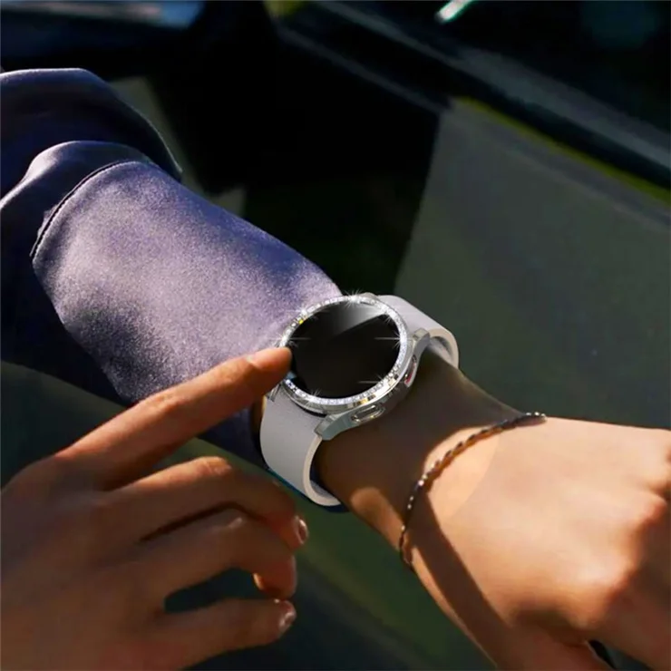 PC Watch Case with Tempered Glass Screen Film for Samsung Galaxy Watch4 40mm - Silver