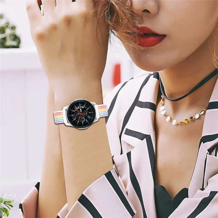 22mm Adjustable Nylon Loop Smart Watch Strap Wristband Replacement for Samsung Galaxy Watch3 45mm/Gear S3 Classic/Galaxy Watch 46mm - Multi-color