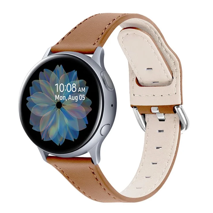 High-end Genuine Leather Replacement 22mm Watch Strap with Buckle for Samsung Galaxy Watch3 45mm / Samsung Galaxy Watch 46mm - Brown