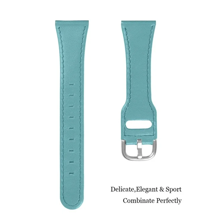High-end Genuine Leather Replacement 22mm Watch Strap with Buckle for Samsung Galaxy Watch3 45mm / Samsung Galaxy Watch 46mm - Baby Blue