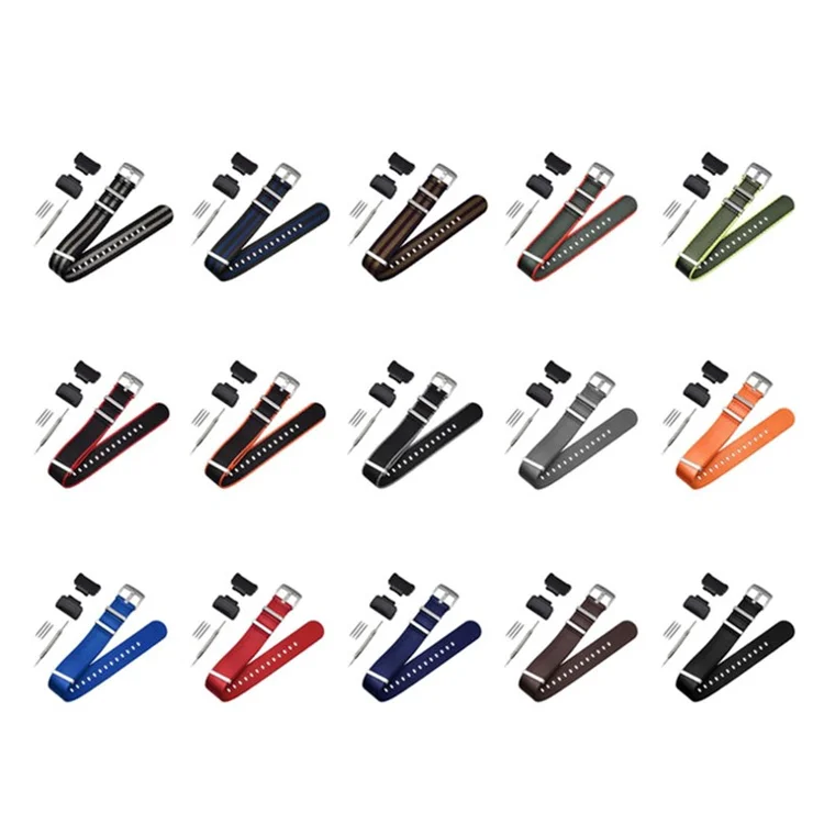 3 Watch Band Loop Watch Strap Replacement Nylon Canvas Watch Band for Casio GA-110/G-8900/DW-5600 - Black+Red+Green Stripe