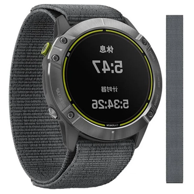 26mm Loop Fastener Nylon Watch Strap Wrist Band Replacement for Garmin Fenix 6X/Fenix 6X Pro/Fenix 5X Plus - Grey