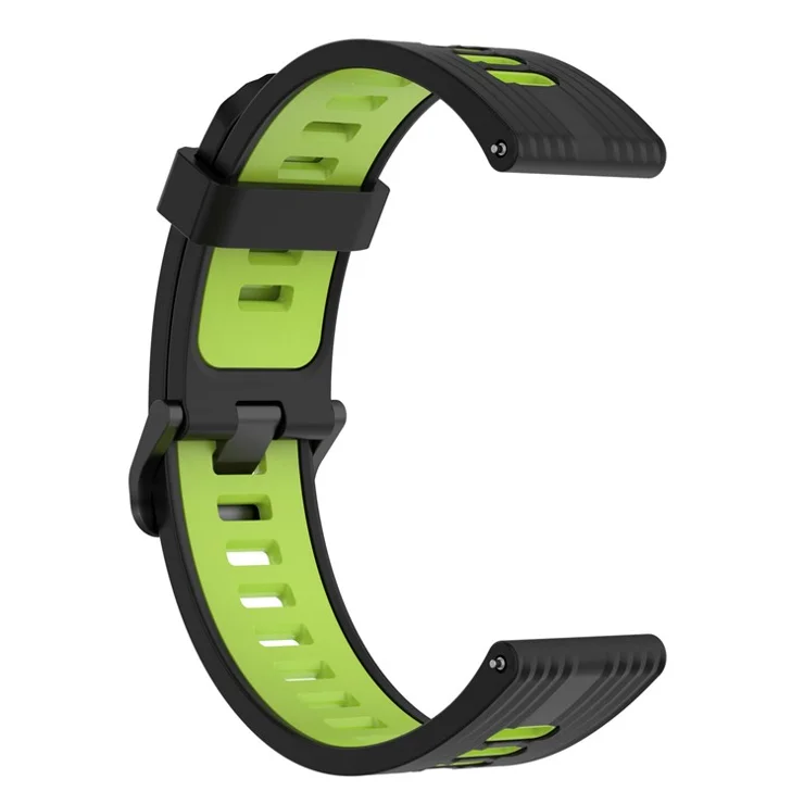 20mm Silicone Stripe Bi-color Watch Strap for Huawei Watch GT2 42mm / Samsung Galaxy Watch6 40mm 44mm / Watch6 Classic 43mm 47mm / Watch 5 40mm 44mm / 5 Pro 45mm / Watch4 40mm 44mm - Black / Lime