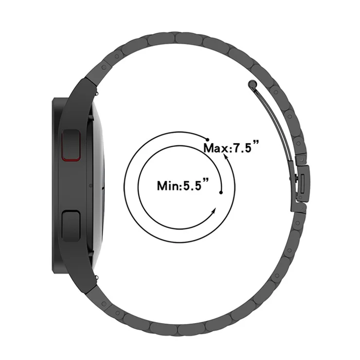3 Beads Stainless Steel Wrist Strap Watch Band for Samsung Galaxy Watch6 40mm 44mm / Watch6 Classic 43mm 47mm / Watch 5 40mm 44mm / 5 Pro 45mm / Watch4 40mm 44mm / Watch4 Classic 42mm / 46mm - Black