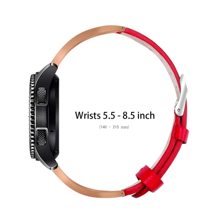 Ceramic+Genuine Leather Replacement Wrist Strap for Huami Amazfit GTR 47mm/Amazfit Pace with Rhinestones Decor - Red