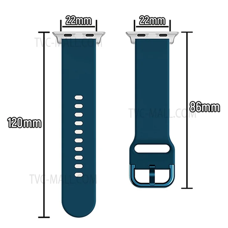 For Apple Watch Series 10 42mm / 9 8 7 41mm / 6 5 4 SE SE (2022) SE (2023) 40mm / 3 2 1 38mm Silicone Smartwatch Band Replacement Wrist Strap with Active Iron Buckle - Dark Green