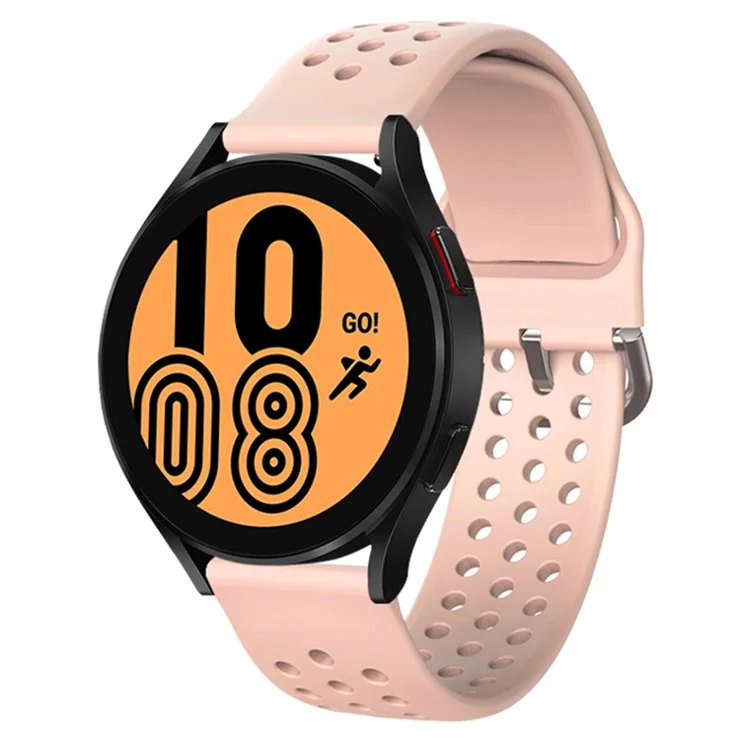20mm Universal Round Holes Breathable Silicone Smart Watch Strap Replacement Wrist Band - Pink