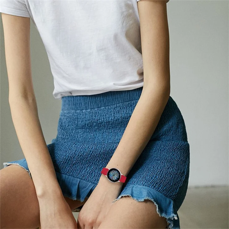 For Withing Steel (Men) Cowhide Leather Watch Band 20mm Universal Watch Strap with Stainless Steel Buckle - Red