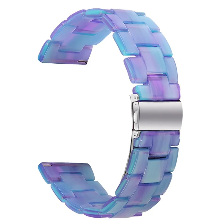 For Huawei Watch 2/Watch GT 2 42mm Resin Watch Band Wrist Strap Replacement 20mm with Stainless Steel Buckle - Blue/Purple