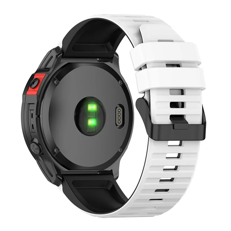 For Garmin Fenix 6X GPS 26mm Replacement Silicone Watch Strap Adjustable Wrist Band with Tools - White/Black