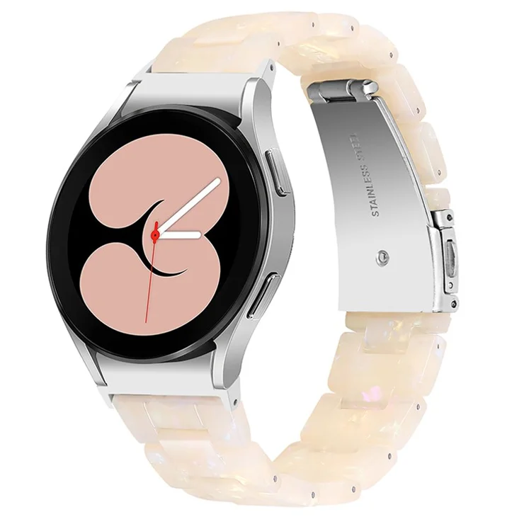 For Samsung Galaxy Watch4 Active 40mm/44mm / Watch4 Classic 42mm/46mm Smart Watch Strap Replacement Resin Wrist Band - Fluorescent White