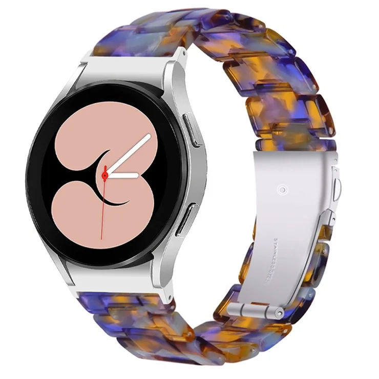 For Samsung Galaxy Watch4 Active 40mm/44mm / Watch4 Classic 42mm/46mm Stylish Resin Wrist Strap Smart Watch Replacement Band - Blue/Yellow