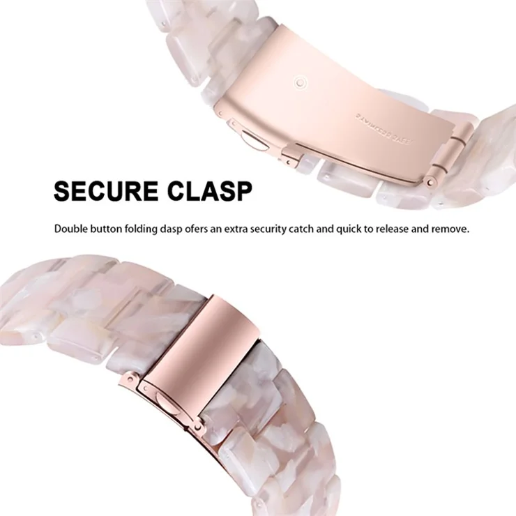 For Fossil Gen 5 Carlyle/Gen 5 Julianna/Gen 5 Garrett/Gen 5 Carlyle HR 22mm Watch Strap Stylish Replacement Resin Wrist Band - Pink/White