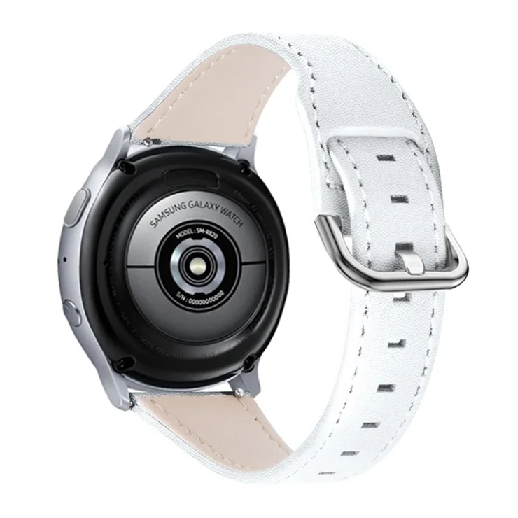 For LG Watch Sport Wear-resistant Cowhide Leather Watch Band Watch Strap with Stainless Steel Buckle - White