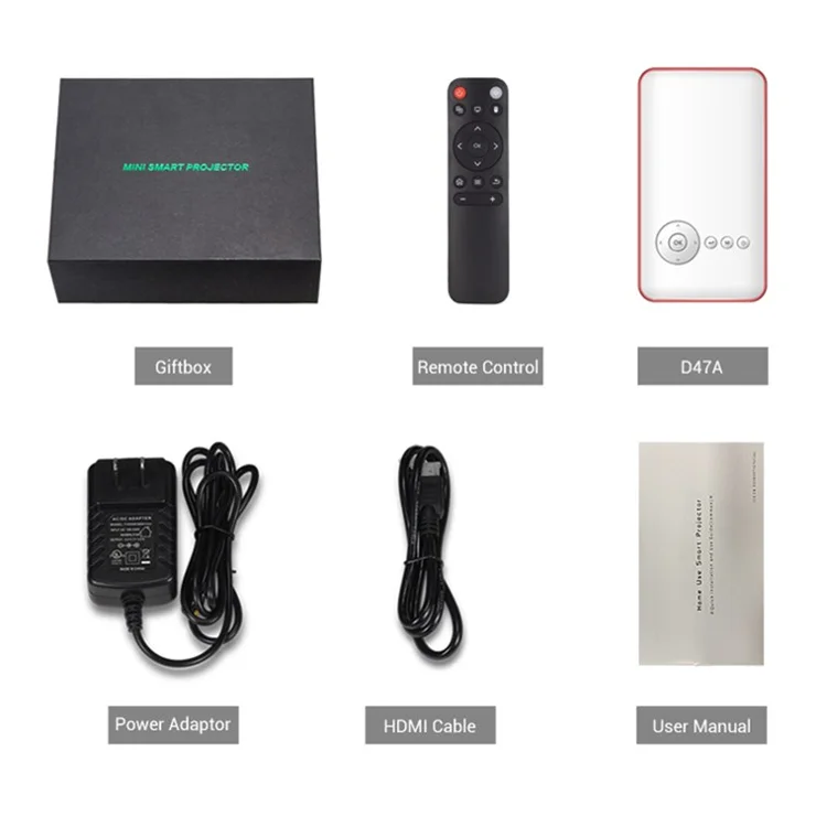 HOTACK D047A Portable Wireless Projector Mini Home Theater Projector with Bluetooth-compatible WiFi Functions Support 32GTF Card - UK Plug